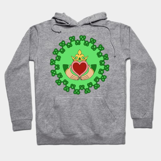 Claddagh and Green Knotwork Hoodie by AzureLionProductions